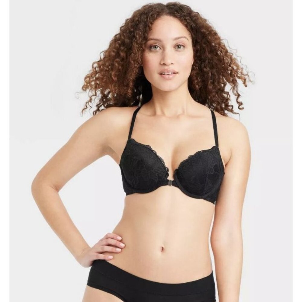 Auden Women's Racerback Lace Push-Up Bra Black Size 32DDD